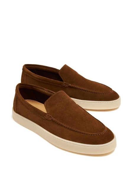 almond-toe suede loaders