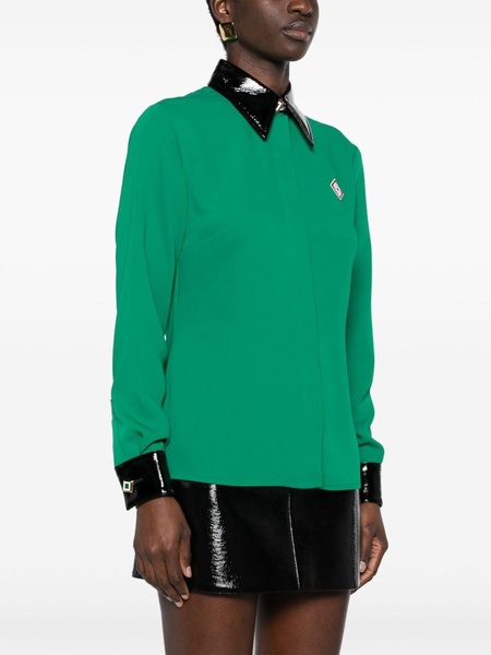 contrast-collar crepe shirt