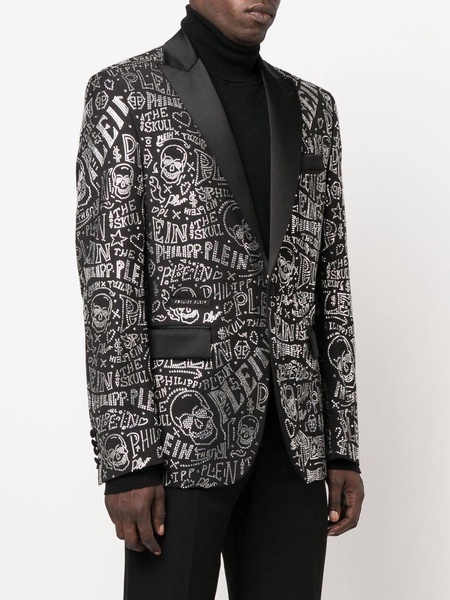 logo-embellished single-breasted blazer