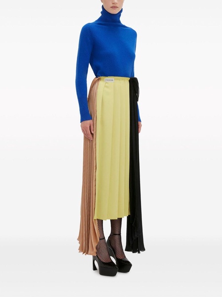 colour-block pleated asymmetric skirt