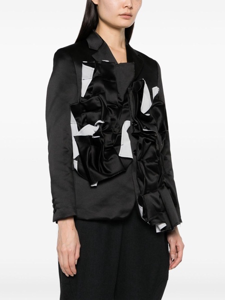 satin ruched-panel blazer