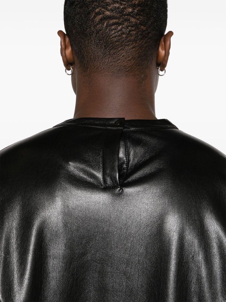 drop-shoulder faux-leather T-shirt