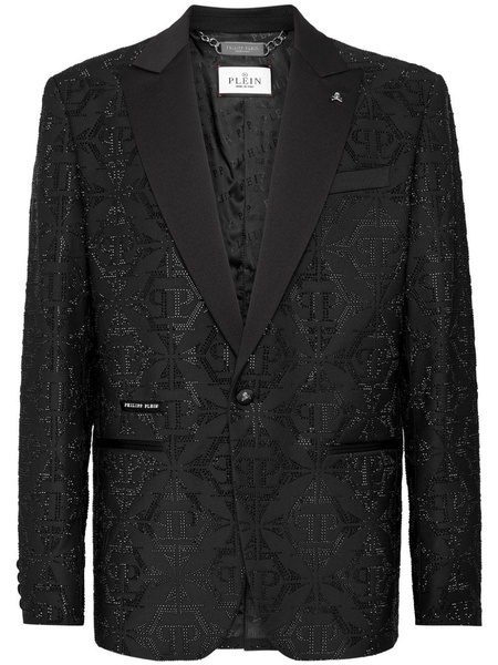 Hexagon crystal-embellished blazer 