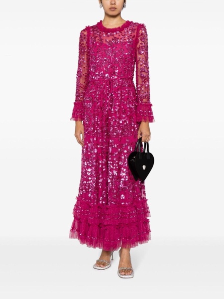 sequinned ruffled maxi dress