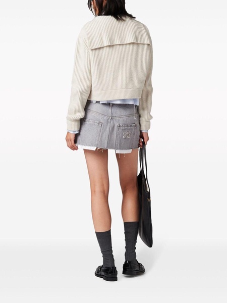 logo-embroidered denim miniskirt