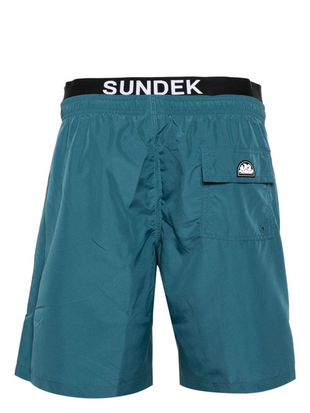 logo-patch layered swim shorts