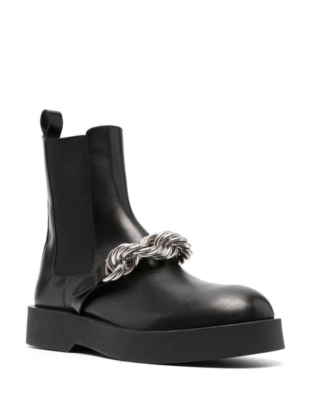 chain-link ankle leather boots