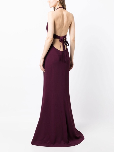 silk crepe halterneck gown