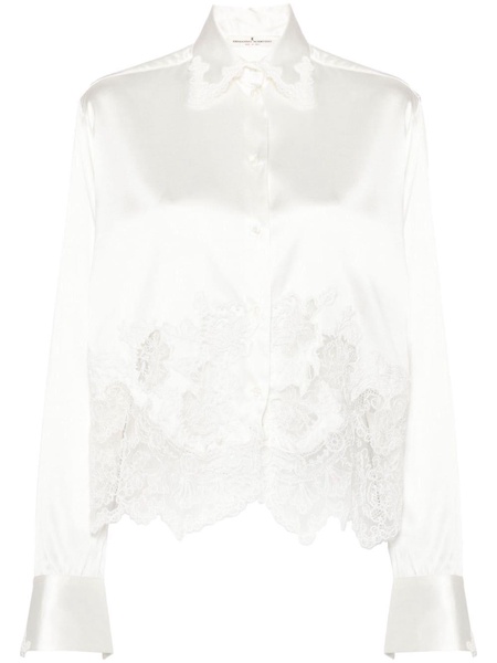 lace-panelling shirt