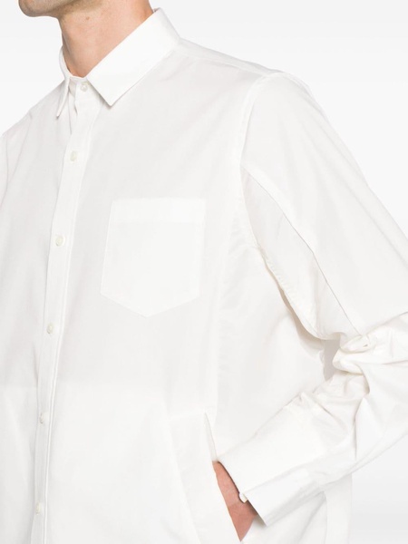 ribbed-panelling poplin shirt