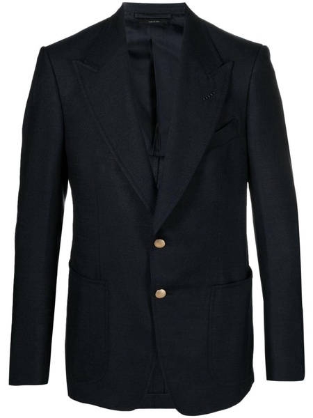 twill-weave single-breasted blazer