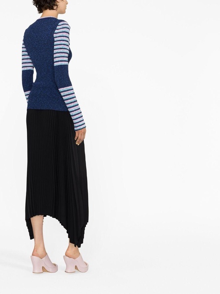 logo-embroidered striped jumper