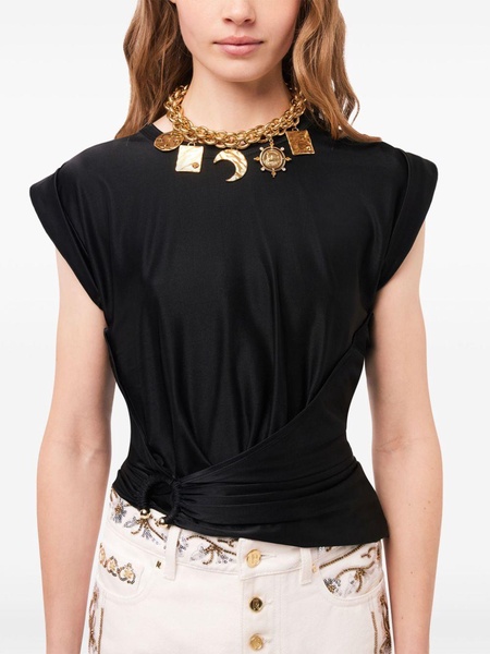 asymmetric gathered-detail blouse