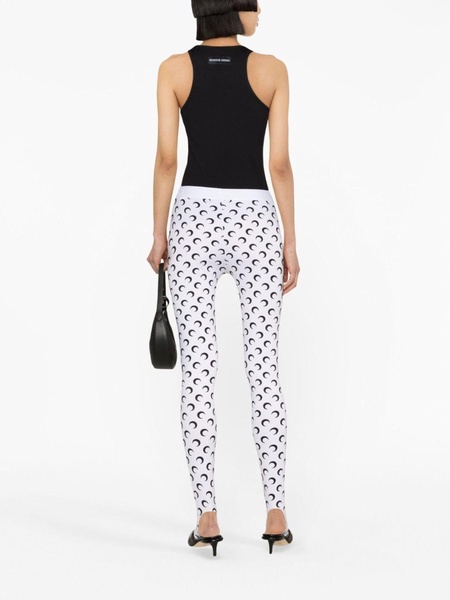 White Fuseaux Moon-Print Leggings