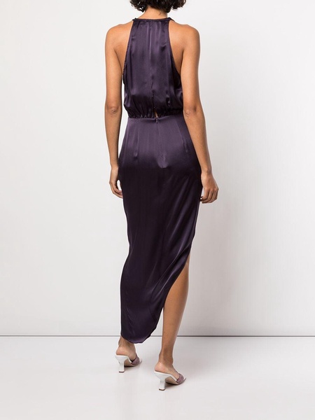 asymmetric halterneck silk dress