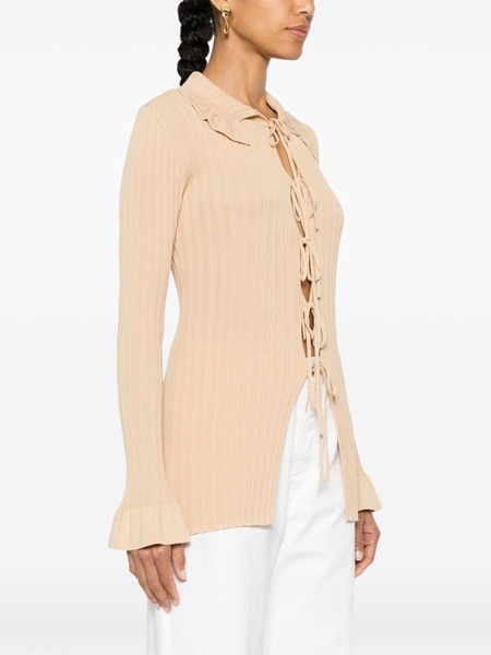 ruffled ribbed cardigan 