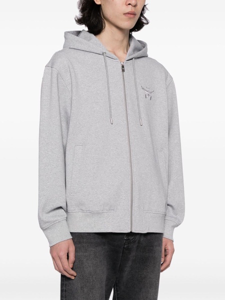 Essential logo-embroidered zip-up hoodie