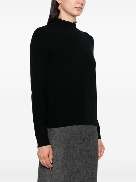 beaded-trim roll-neck jumper