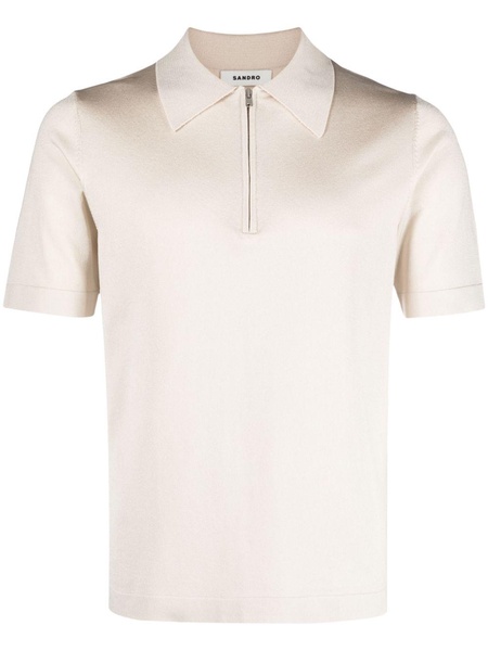 short-zip piqué-weave polo shirt