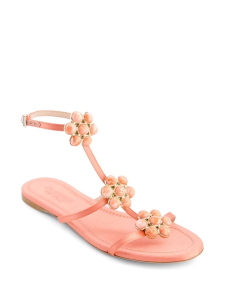 flower-detailing leather sandals