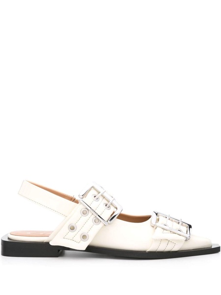 Wide Welt Buckle Ballerina Flats Naplack