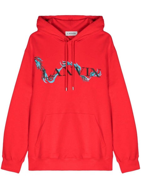 dragon-print cotton hoodie