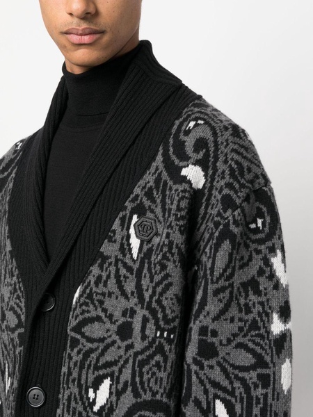 wool paisley-pattern cardigan