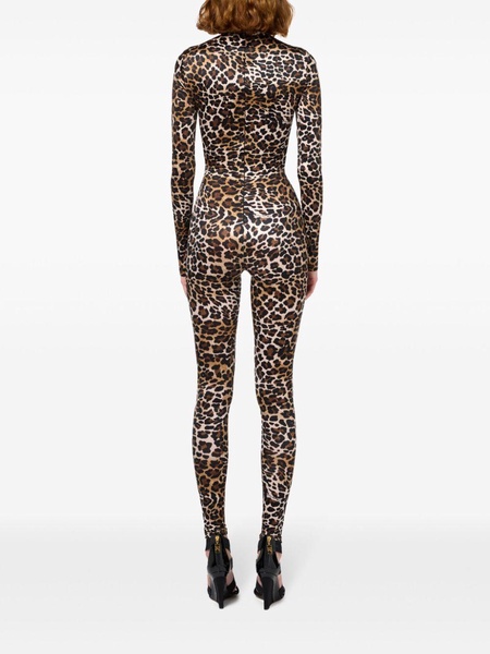 leopard-print cut-out jumpsuit