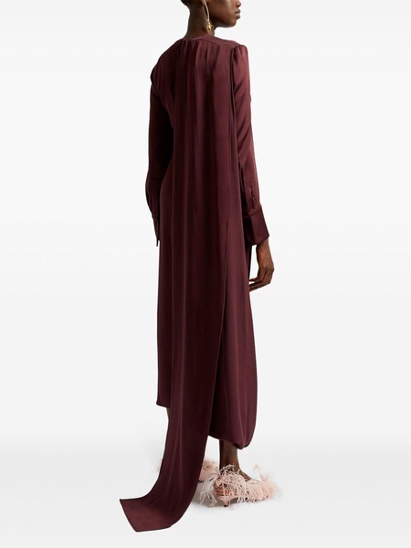 draped-detailed satin maxi dress