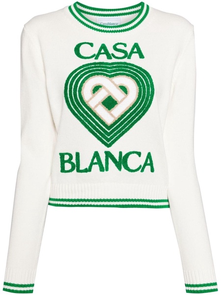 logo-intarsia cotton jumper