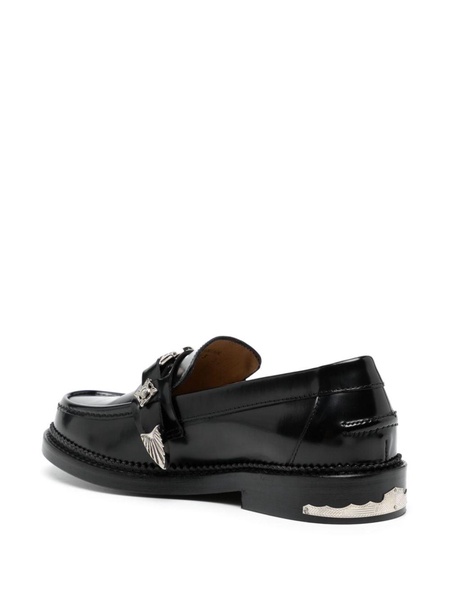 round-toe leather loafers