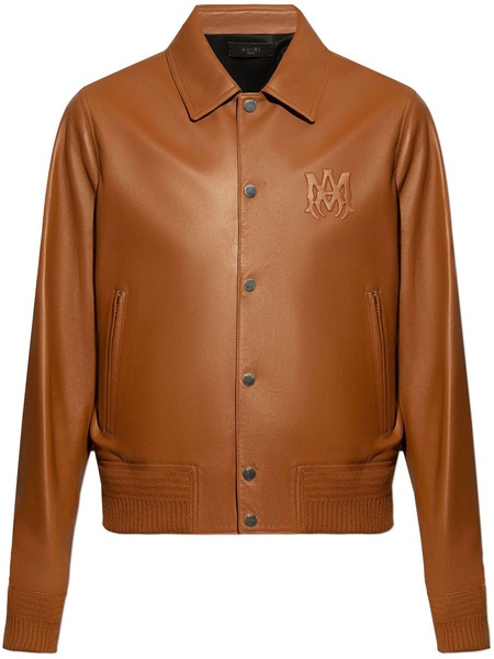 logo-embossed leather jacket