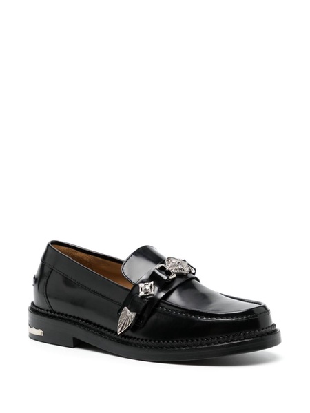 round-toe leather loafers