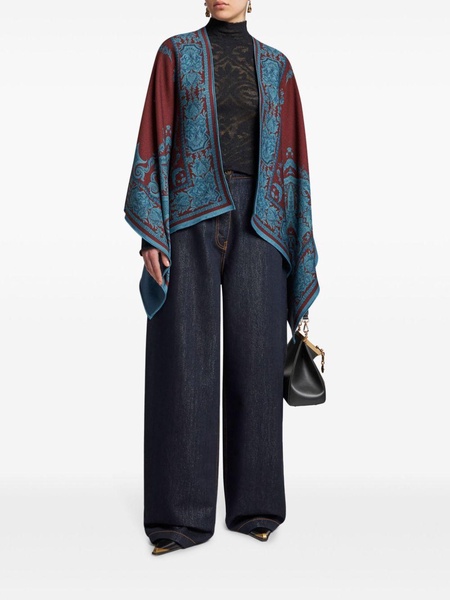 paisley-print wool cape