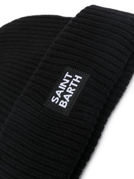 logo-patch knitted beanie 