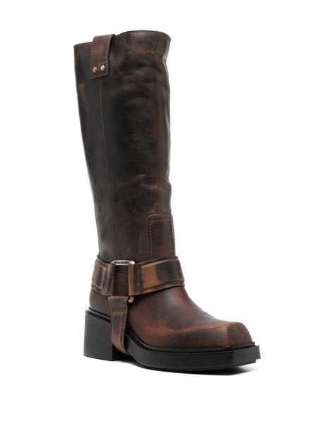 Saddle calf-length boots