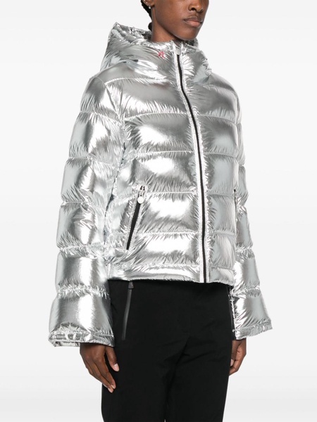 metallic flare jacket