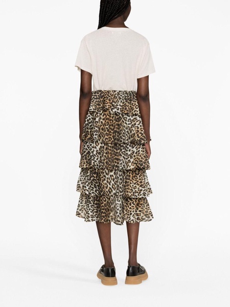 leopard-print high-waist skirt