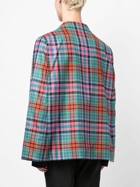 Madras-check wool blazer 