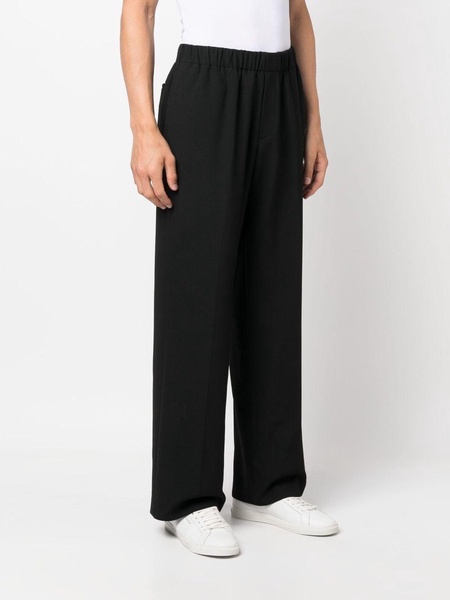 elasticated cotton wide-leg trousers 