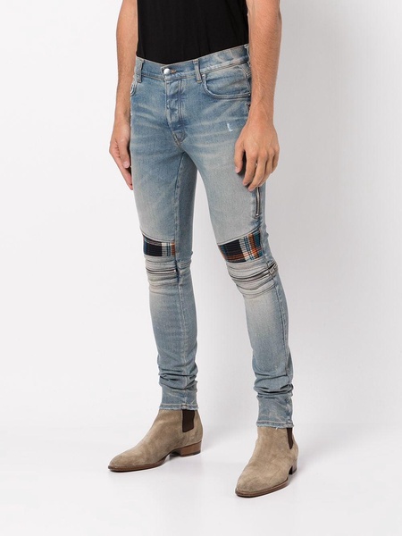 mid-rise contrasting-panel skinny jeans