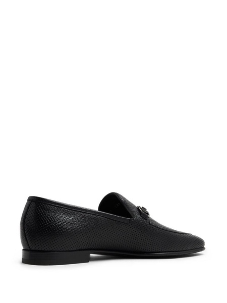 perforated horsebit-detail leather loafers