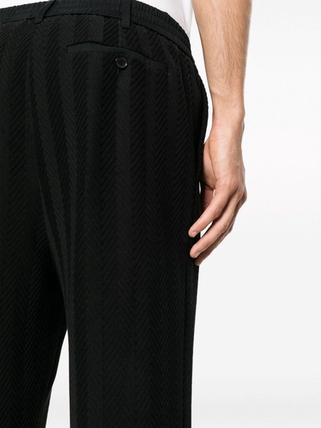 chevron-knit straight-leg trousers