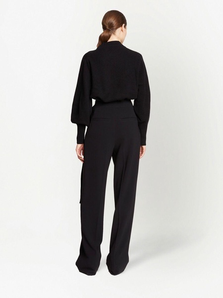 high waist crepe trousers