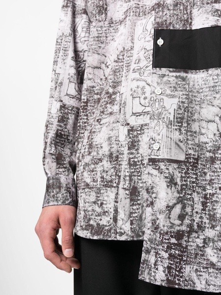 graphic-print asymmetric shirt 