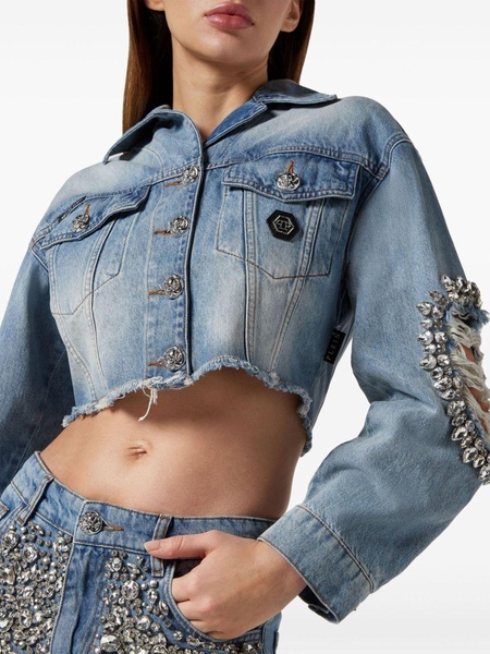 crystal-embellished denim jacket