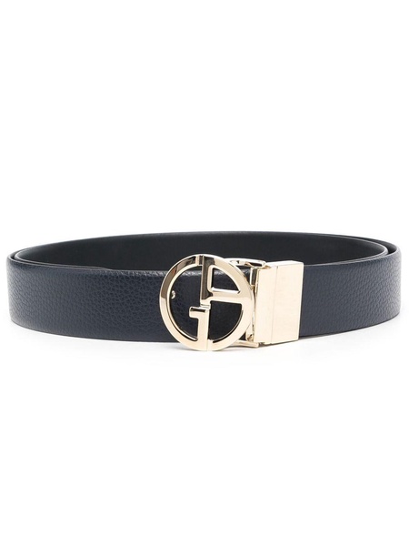 logo-buckle leather belt