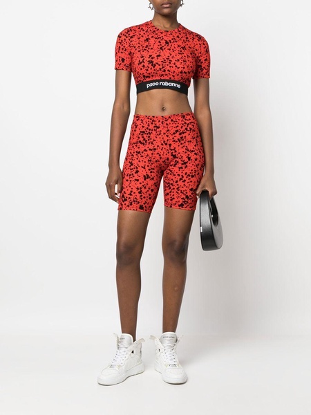 paint-splatter print jersey crop top