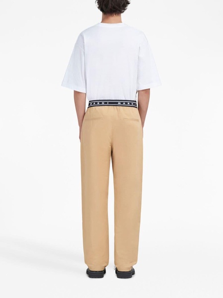 logo-waistband straight-leg cotton trousers