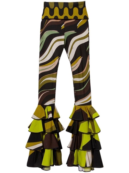 Fiamme-print ruffled trousers